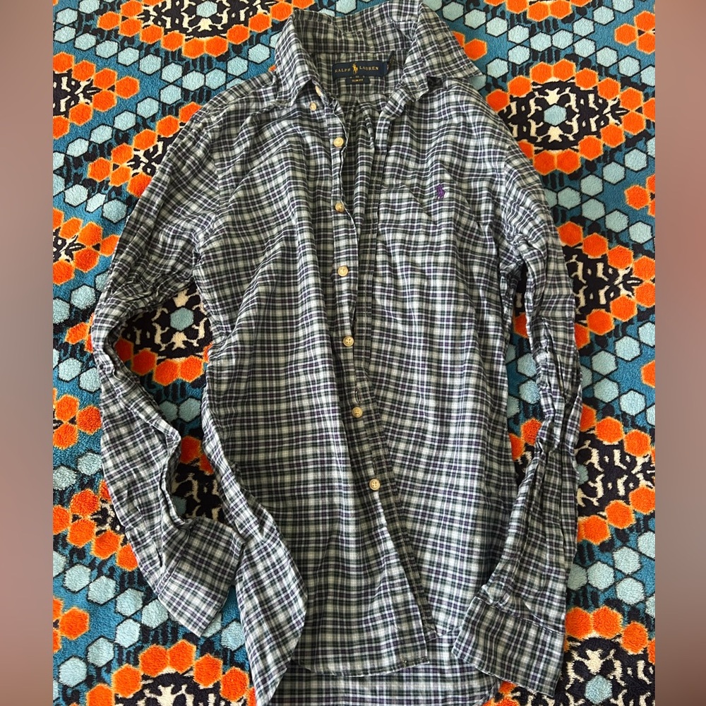 Ralph Lauren Men’s Plaid Cotton Button Down Shirt Slim Fit